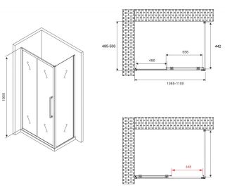 Душевой уголок ABBER Schwarzer Diamant AG30110MH-S50M 110x50см хром