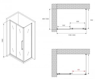 Душевой уголок ABBER Schwarzer Diamant AG30120BMH-S100BM 120x100см чёрный