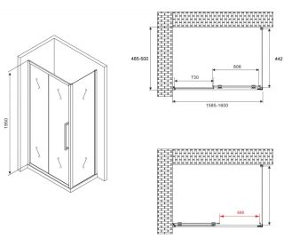 Душевой уголок ABBER Schwarzer Diamant AG30160BH-S50B 160x50см чёрный