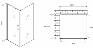 Душевой уголок ABBER Sonnenstrand AG04070M-S90M 70x90см хром