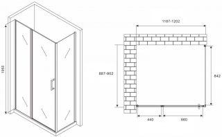 Душевой уголок ABBER Sonnenstrand 120x90см чёрный AG04120BS-S90B