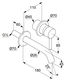 Встраиваемый смеситель для раковины Kludi Bozz хром 382440576
