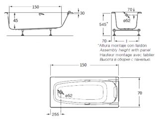 Акриловая ванна Roca Sureste 150х70 ZRU9302778