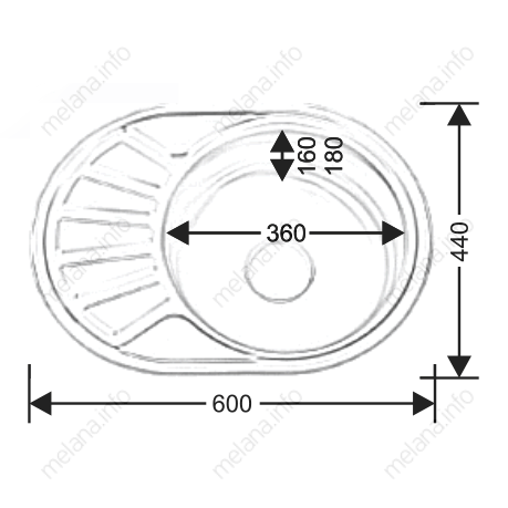 Мойка 6044 U Melana 0,6/160 хром с сифоном (234 t *12)