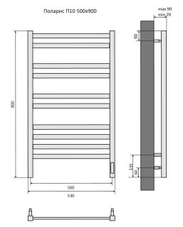 Электрический полотенцесушитель Aquatek Поларис AQ EL KO1090BL П10 50x90см чёрный муар