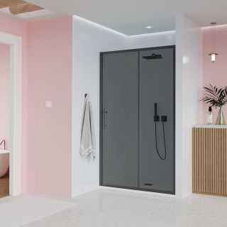 Душевая дверь Veconi Evo 100 GR, 1000x1950, графит брашинг, стекло тонированное матовое