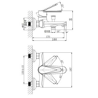 Смеситель для ванны с коротким изливом RUSH Denis (DN0335-44)