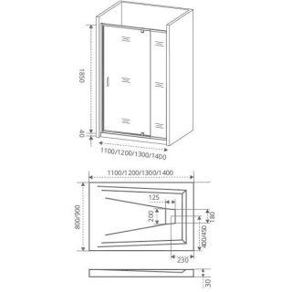 Душевая дверь Good Door Orion WTW - PD-120-С-CH стекло прозрачное