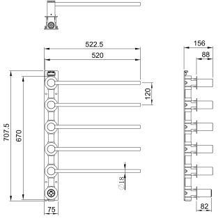 Полотенцесушитель электрический встраиваемый Wonzon & Woghand M?nchen WW-A355-BG 52x70 см с внутренней частью брашированное золото