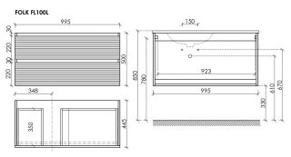 Тумба подвесная под раковину Sancos Folk FL100LCP левая 100 см капучино