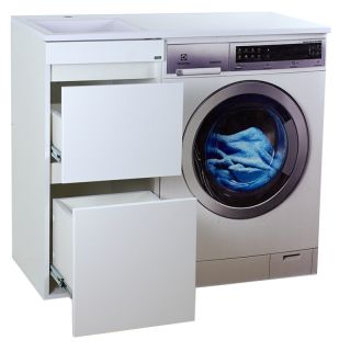 Напольная тумба под раковину Misty Фостер под стиральную машину 40см с двумя ящиками белый