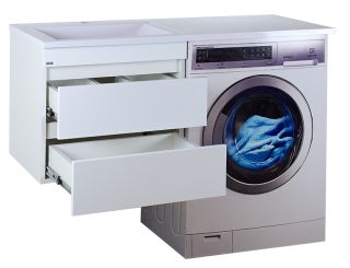 Подвесная тумба под раковину Misty Фостер под стиральную машину 55см с двумя ящиками белый