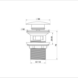Донный клапан для раковины Wonzon & Woghand WW-88SS01-CR с переливом хром