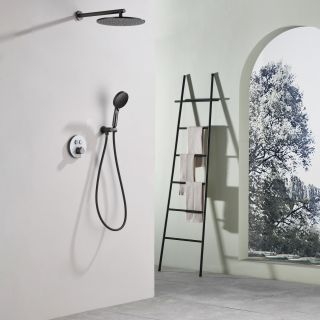 Душевой комплект Black&White Gravity 9301GM с термостатом оружейная сталь