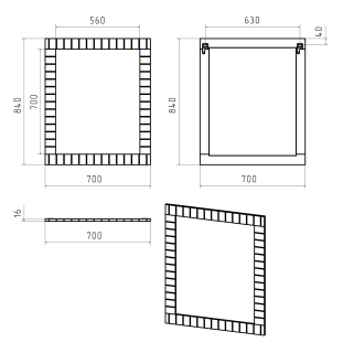 Зеркало Brevita Gloster GLOS-02070-48-2 70см графит