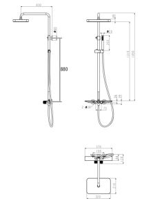 Душевая система с термостатом Grocenberg GB7038MG Матовое золото