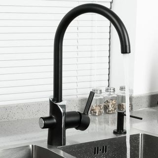 Смеситель для кухни Gappo G4303-6 со встроенным фильтром под питьевую воду чёрный/хром