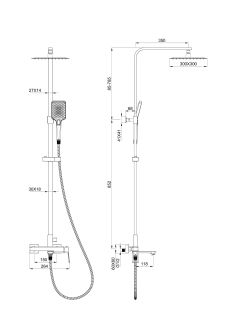 Душевая стойка Wonzon & Woghand Diamond WW-88739011-MB чёрный матовый