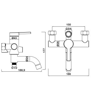 Душевая стойка Swedbe Hermes 5129G1 со смесителем для ванны хром/серый