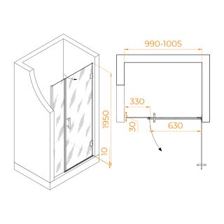 Душевая дверь RGW HO-012B 350601200-14 100см чёрный