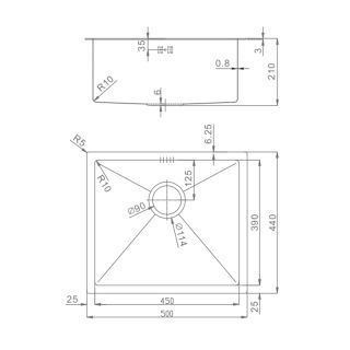Кухонная мойка Raglo R703.5044.05 50 см сатин