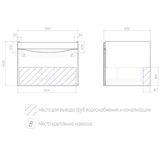 Тумба под раковину подвесная Velvex Vizo tpVIZ.60.1Y-21, 60 см