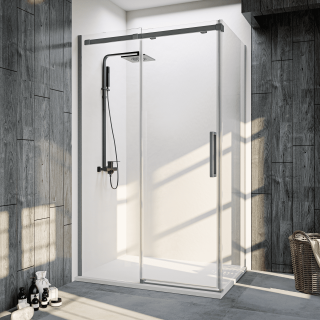 Душевой уголок Veconi Rovigo RV-070GR, 1600х900х1950, брашированный графит, прозрачное стекло