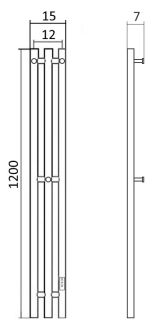 Полотенцесушитель электрический Маргроид Inaro 15x120см правый чёрный матовый Inaro3v-12012-1049-9005R