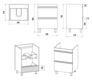 Напольная тумба под раковину Misty Ингрид 60см белый