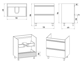 Напольная тумба под раковину Misty Ингрид 75см белый