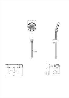 Смеситель для душа Wonzon & Woghand INN 3 WW-B2003-A-BGG с термостатом тёмный графит
