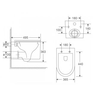 Унитаз подвесной Maretti Renata безободковый с микролифтом, RE10PBM33-844, белый