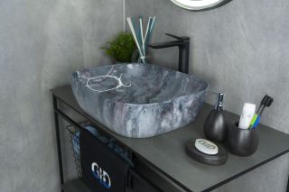 Раковина Gid   54401 накладная под камень глянцевая 50x40x14