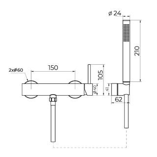 Смеситель для душа Knotlor SS-22/GM, вороненая сталь