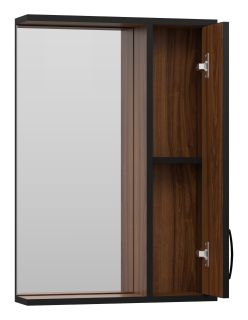 Зеркальный шкаф Misty Кедр 50см правый чёрный/орех