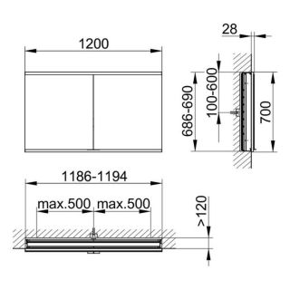 Зеркальный шкаф Keuco Royal Modular 800210120000300 120 см