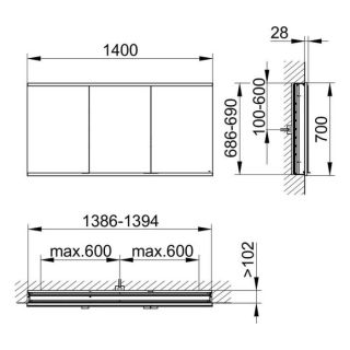 Зеркальный шкаф Keuco Royal Modular 800300140000200 140 см