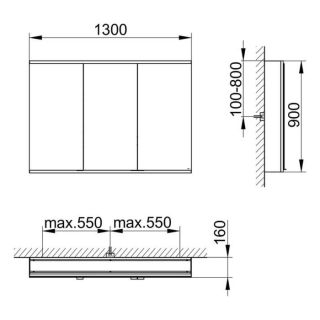 Зеркальный шкаф Keuco Royal Modular 800301131100300 130 см