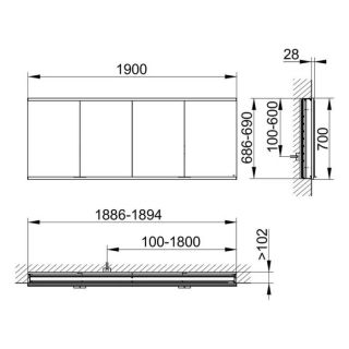 Зеркальный шкаф Keuco Royal Modular 800400190000500 190 см