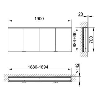 Зеркальный шкаф Keuco Royal Modular 800400190100000 190 см