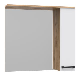 Зеркальный шкаф Misty Крафт 80см правый белый/дуб крафт золотой