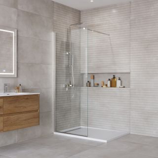 Душевая перегородка BelBagno KRAFT-L-1-80-C-Cr хром