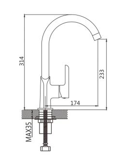 Смеситель для кухни Shevanik S6053H чёрный/хром