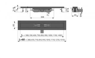 Душевой лоток AlcaPlast чёрный матовый 1150мм APZ101BLACK-1150