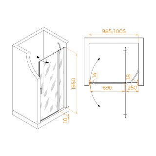 Душевая дверь RGW LE-004B 351200410-14 100см чёрный