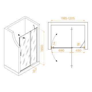 Душевая дверь RGW LE-004Gr 351200412-110 120см серый