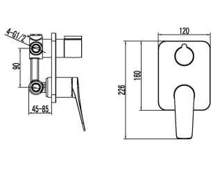 Встраиваемый смеситель для душа Lemark Bronx LM3727BL чёрный