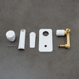 Встраиваемый смеситель для раковины Lemark Bronx LM3726MW с донным клапаном белый