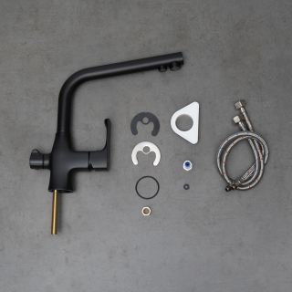 Смеситель для кухни Lemark Ursus LM7258BL с подключением к фильтру с питьевой водой чёрный