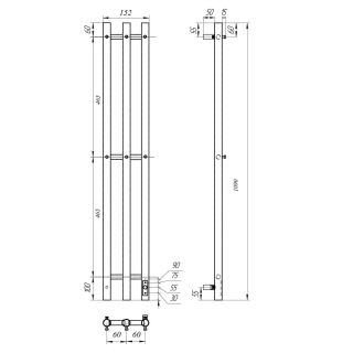 Полотенцесушитель электрический APEXTERMO Luna LN10112WM 1100x120 с крючками белый матовый